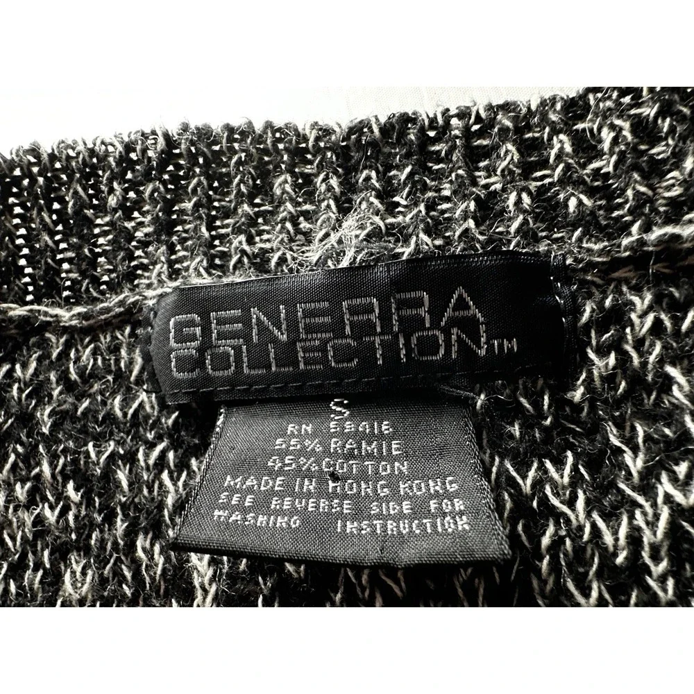 Generra Collection Sweater Men's Small Black‎ White Knit Crewneck Cotton Ramie